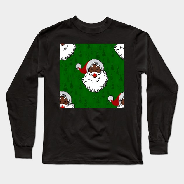 black santa claus christmas Long Sleeve T-Shirt by gossiprag